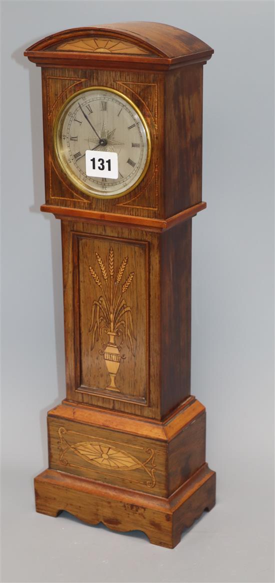 An Edwardian inlaid rosewood miniature longcase timepiece height 46cm
